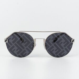 Fendi Men Sunglasses Palladium Blue Silver Mirror Logo Round FE40060U 16X NEW